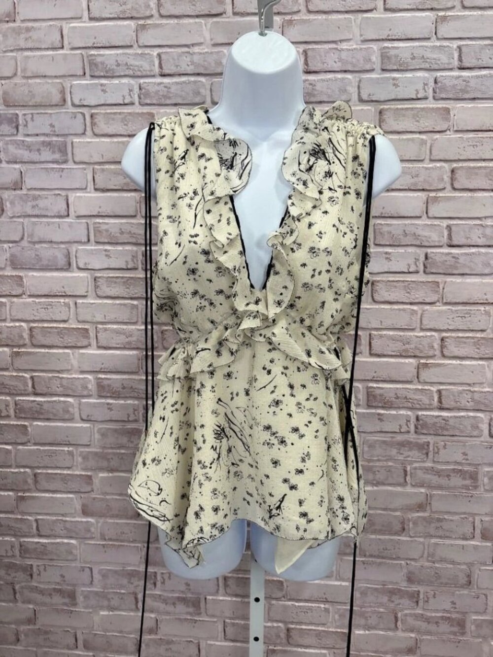 Derek Lam Cream Black Colorblock Shirt Top